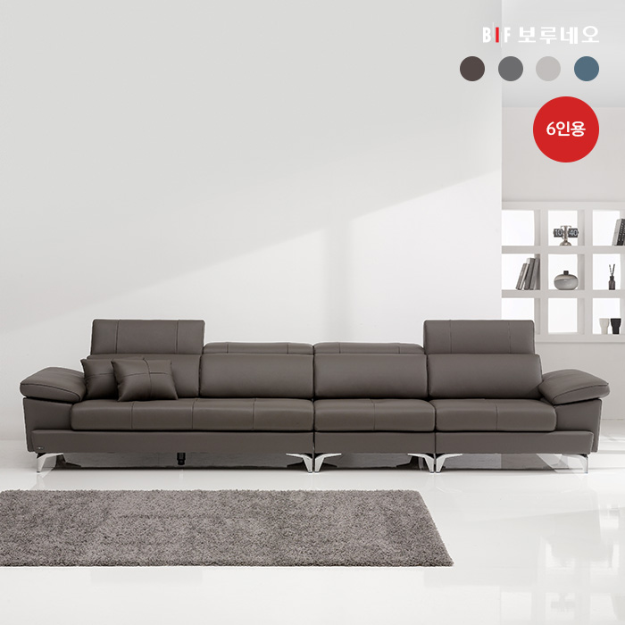 보루네오 마르스 이태리 천연소가죽 헤드틸팅 쇼파 스툴+쿠션+마블테이블, 그레이, 6인용