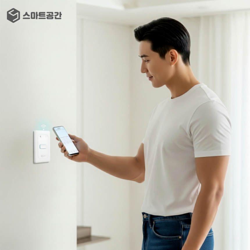 스마트공간 IoT 스마트스위치 - 와이파이 조명 전기 원격제어 자동불끄기 전등스위치 1구