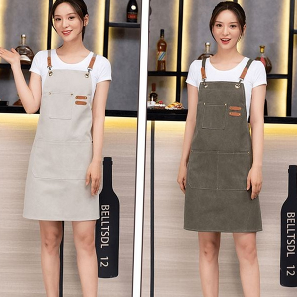 캔버스 카페 앞치마 남녀공용 바리 앞치마 주방 데일리 공방 작업 - 메인 이미지