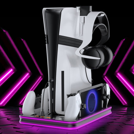 PS5 PRO 슬림 스탠드 플스5 프로 슬림 거치대 수직 받침대 충전 쿨러 올인원