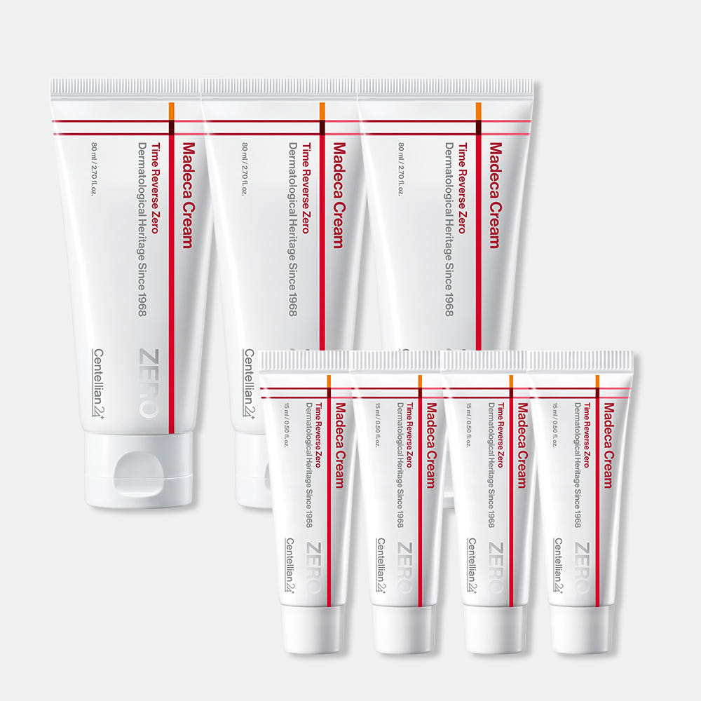 [총 300ml]동국제약 센텔리안24 마데카크림 타임리버스 제로 80ml 3개+15ml 4개 / 병풀 시카 테카 히알루론산 성분으로 수분, 보습, 미백, 탄력에 도움 시즌7 제품 이미지