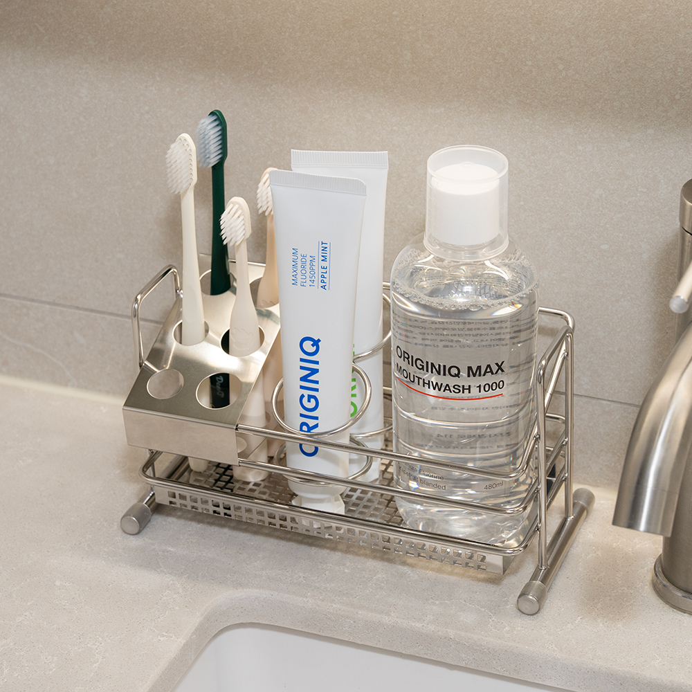 [본사직영] 오리지니크 스텐 압연 바스캐디 칫솔 꽂이 면도기 치약 거치대