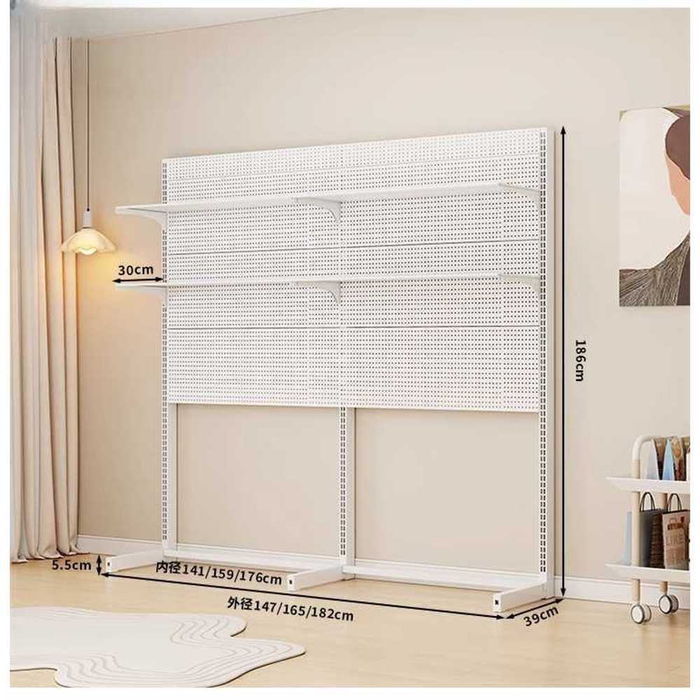 인테리어 진열대 타공 보드판 스탠딩 전시 스탠드 화이트 + 165x182cm 2단 - 상세 이미지 2