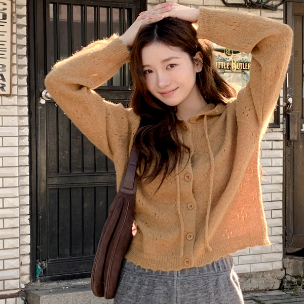 스카시 니트 후드 가디건 cd3507 - 메인 이미지