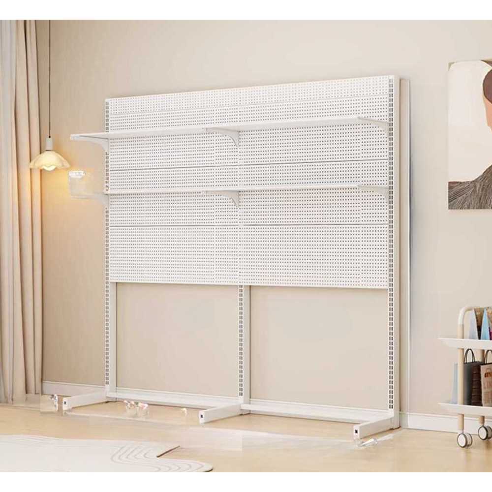 인테리어 진열대 타공 보드판 스탠딩 전시 스탠드 화이트 + 165x182cm 2단 - 상품 이미지