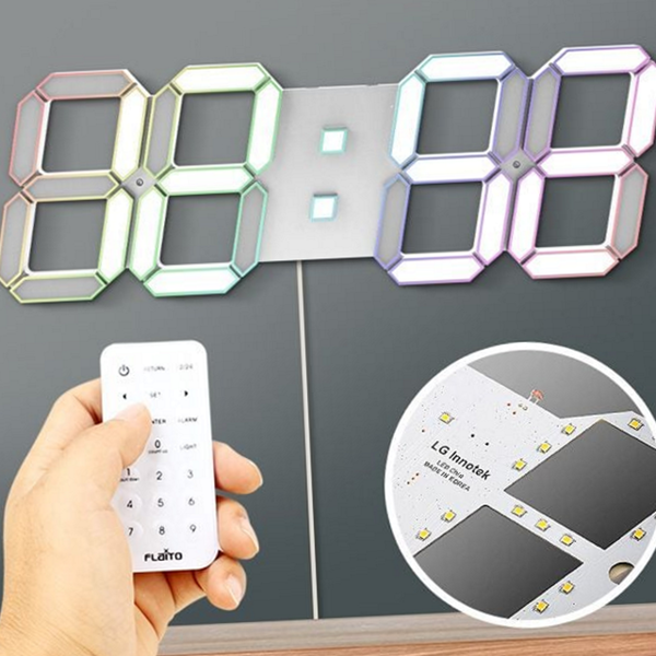 인테리어 led 벽 시계 무소음 대형 벽 시계 리모컨 디지털 - 메인 이미지