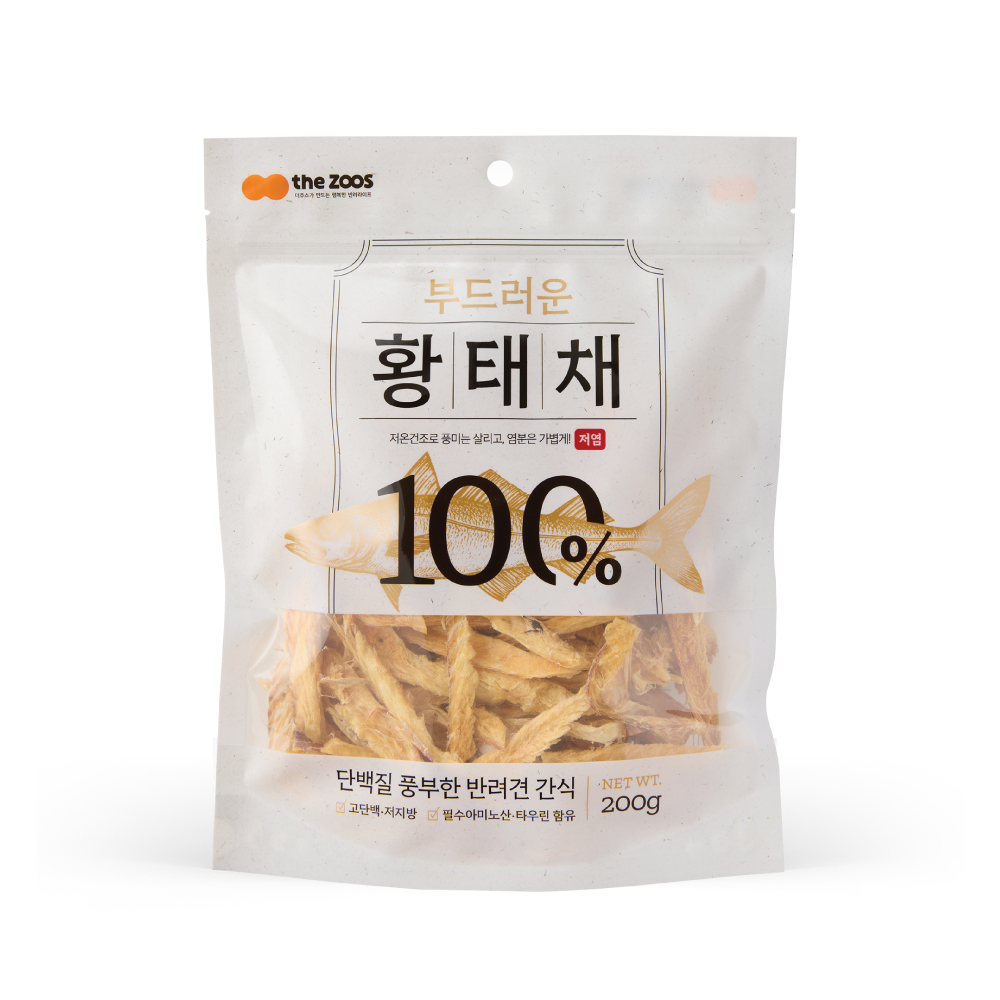 더주스 강아지 저염 부드러운 황태채 간식 황태, 200g, 1개 - 상품 이미지