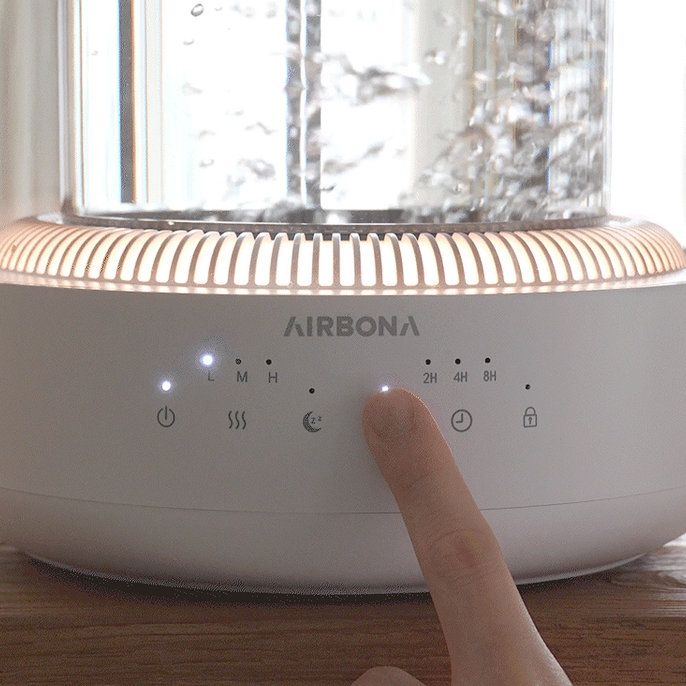 에어보나 대용량 4L 가열식 무드등 고붕규산 유리 신생아 아기 가습기 C520WH