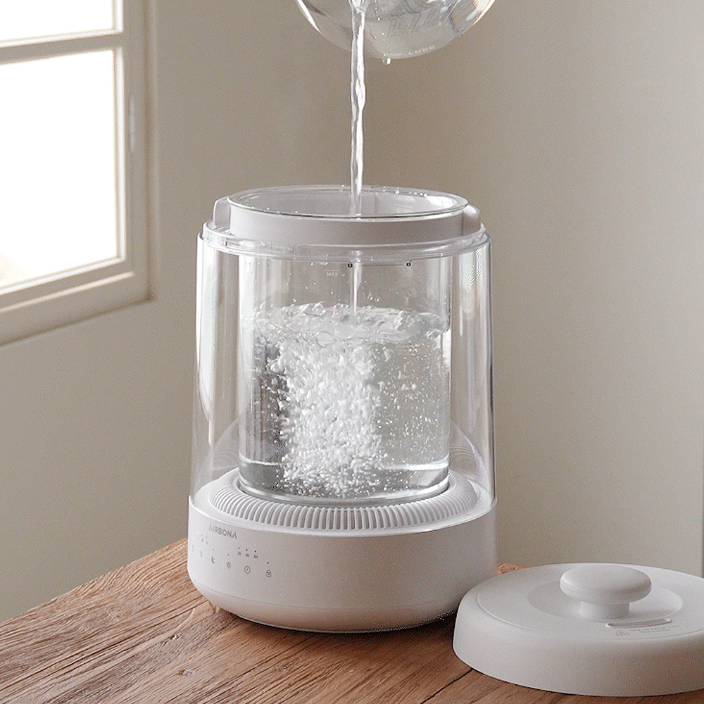 에어보나 대용량 4L 가열식 무드등 고붕규산 유리 신생아 아기 가습기 C520WH
