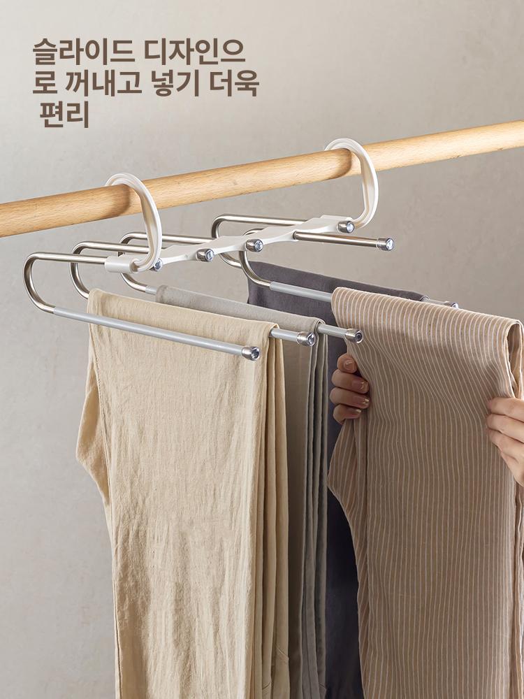 다용도 접이식 논슬립 다층 바지옷걸이 그레이 5단 2개 A - 상세 이미지 4