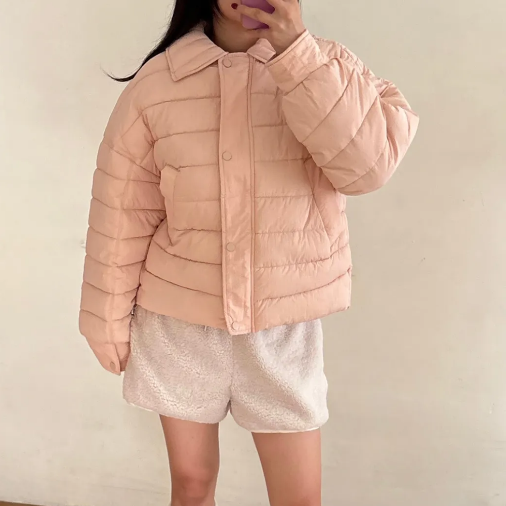 숏 카라 오버핏 누빔 숏 패딩 여성 점퍼 - 상세 이미지 5