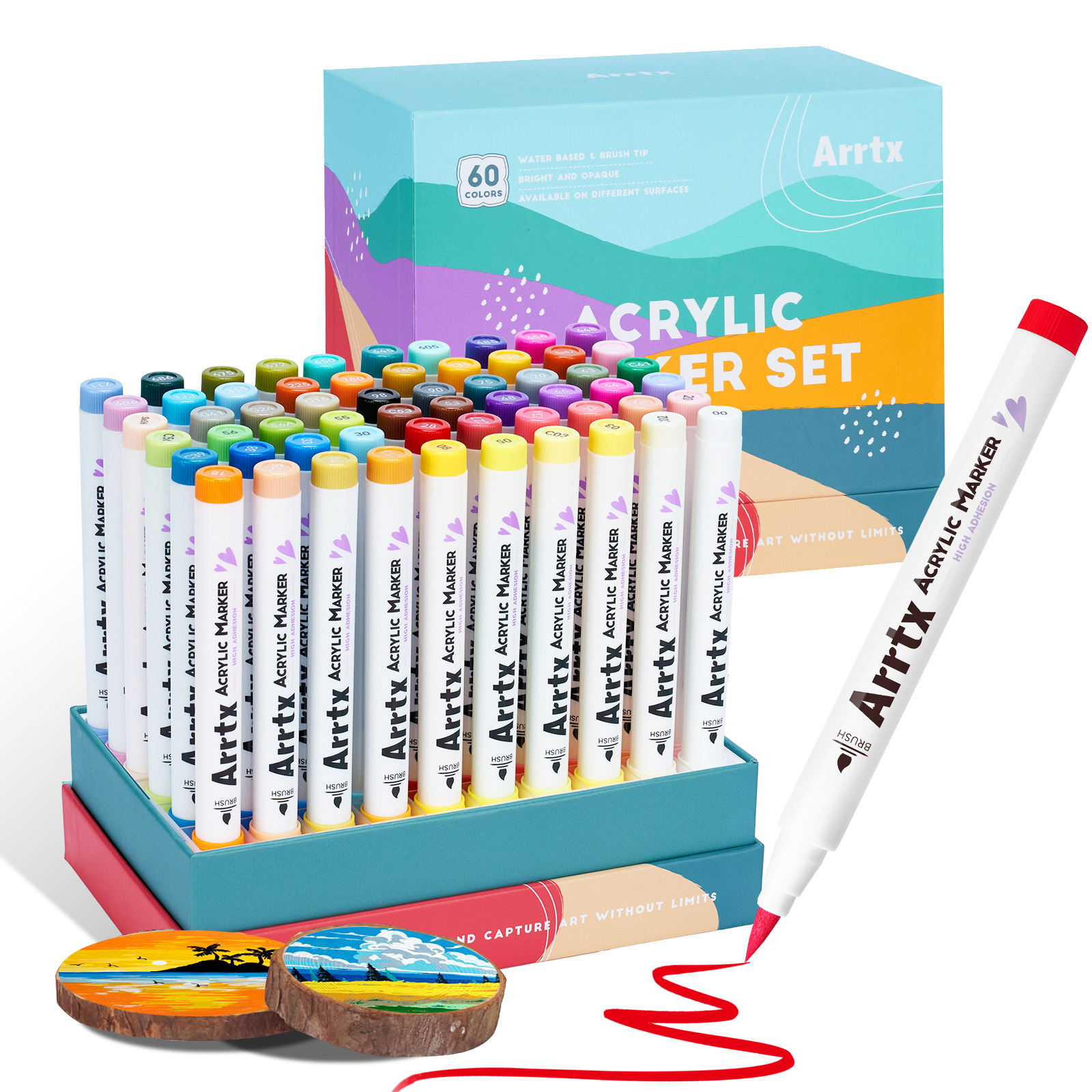 [1차 완판] 아트엑스 아크릴 마카펜 브러시형 60색 C세트 제품 이미지