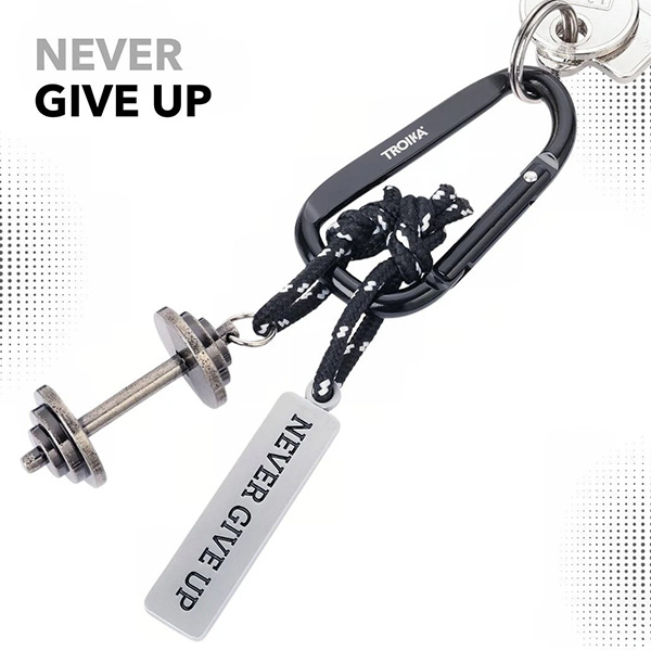 독일 브랜드 트로이카 NEVER GIVE UP 피트니스 덤벨과 명언 키링 강인한 의지키링 - 상세 이미지 3