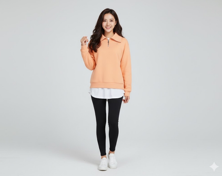 NEPA네파 여성 가을 폴리 혼방 하프 집업 스타일 아웃도어 긴팔티셔츠 - 상세 이미지 3