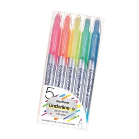 부품 문화연필 형광펜 언더라인S (1개) 5색세트