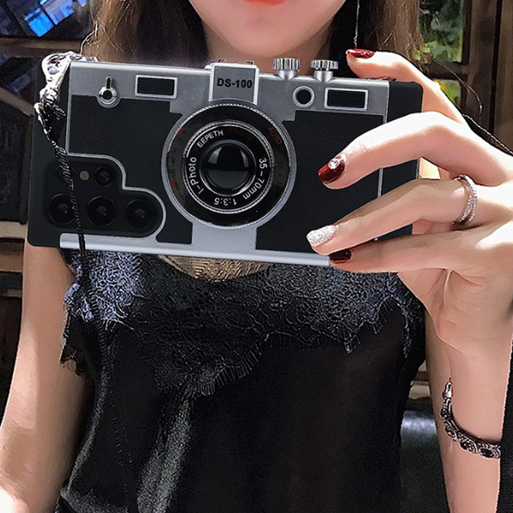 갤럭시 S23 울트라 케이스 에밀리 파리에 가다 카메라 모양 스트랩 포함 - 상품 이미지