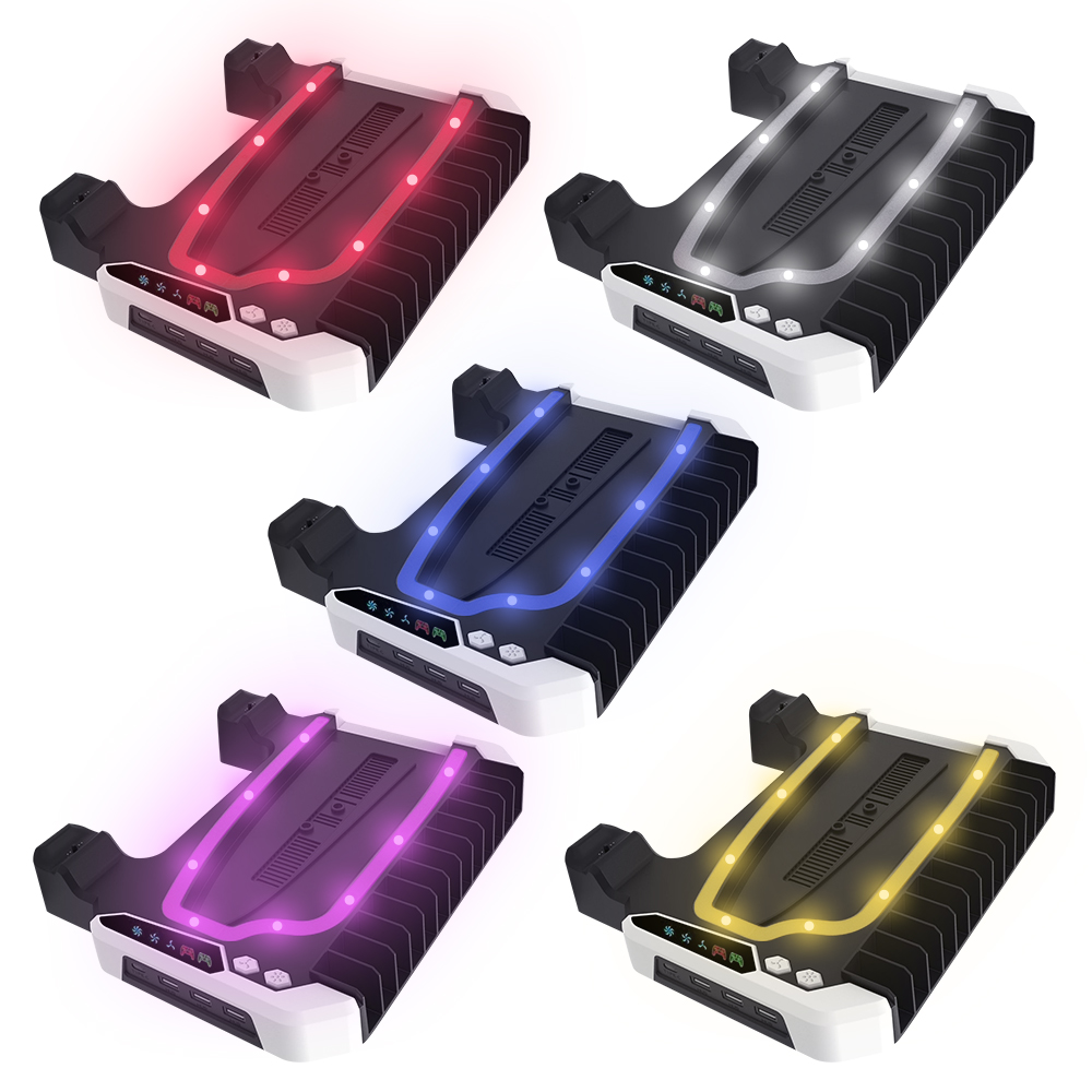 PS5 PRO 슬림 스탠드 플스5 프로 슬림 거치대 수직 받침대 충전 쿨러 LED - 상세 이미지 3
