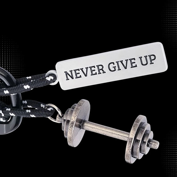 독일 브랜드 트로이카 NEVER GIVE UP 피트니스 덤벨과 명언 키링 강인한 의지키링 - 상세 이미지 2