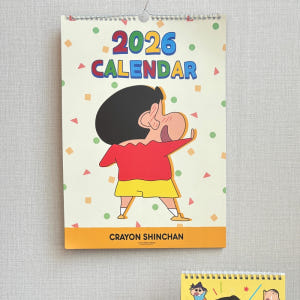 마이빈 2026년 26년 짱구 캐릭터 벽걸이 책상 달력 캘린더 옐로우 실사용 후기 | 효과 있을까? - 상품 이미지 1