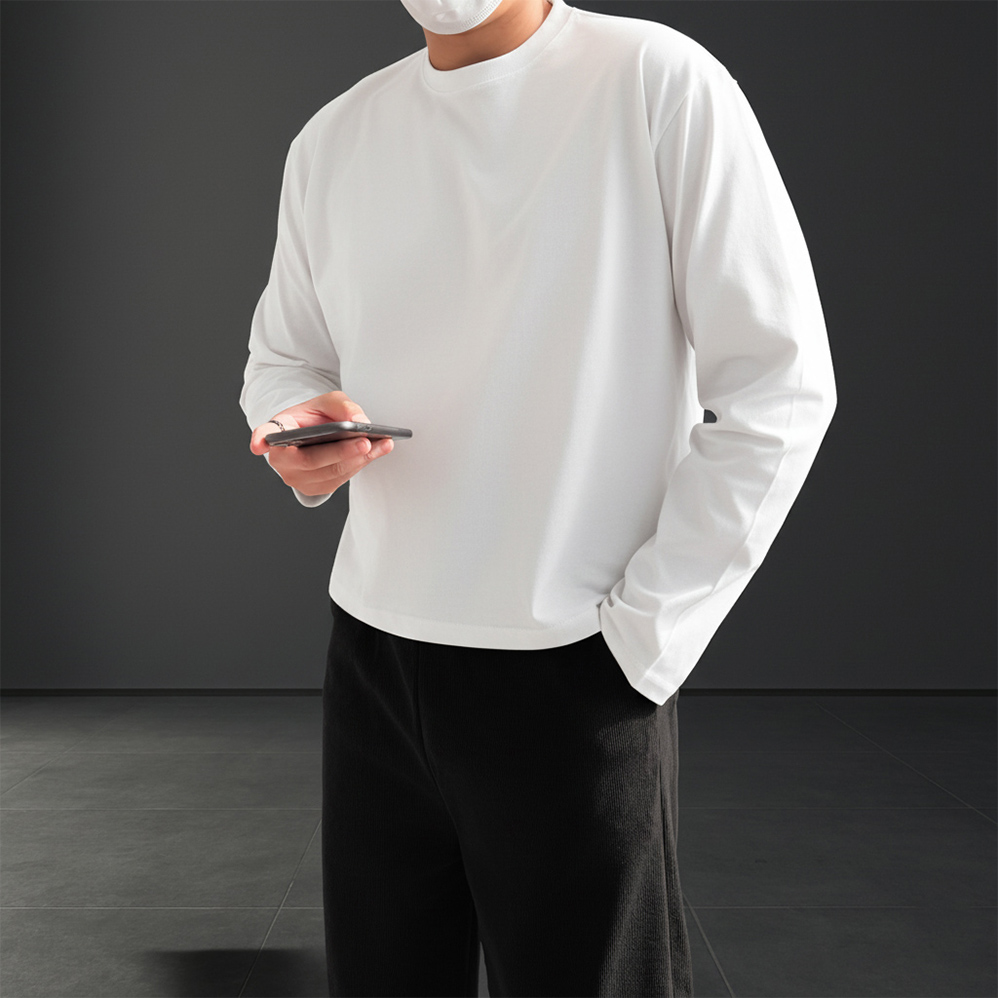 남자레이어드티 두꺼운 흰티 목안늘어나는티 어깨넓어보이는옷 - 상세 이미지 5