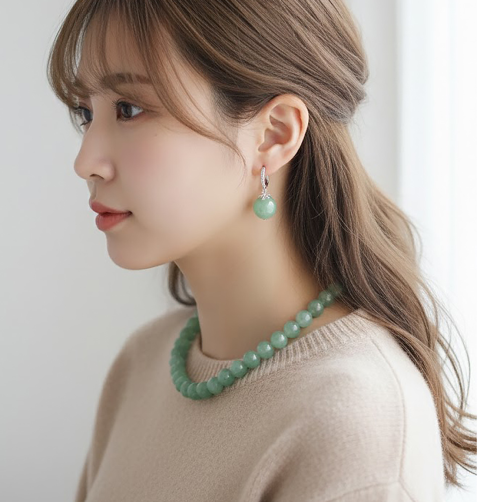 천연 연옥 목걸이 12mm 925실버 여성 국산 - 상세 이미지 4