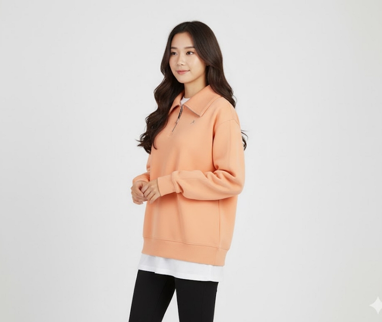 NEPA네파 여성 가을 폴리 혼방 하프 집업 스타일 아웃도어 긴팔티셔츠 - 상세 이미지 2