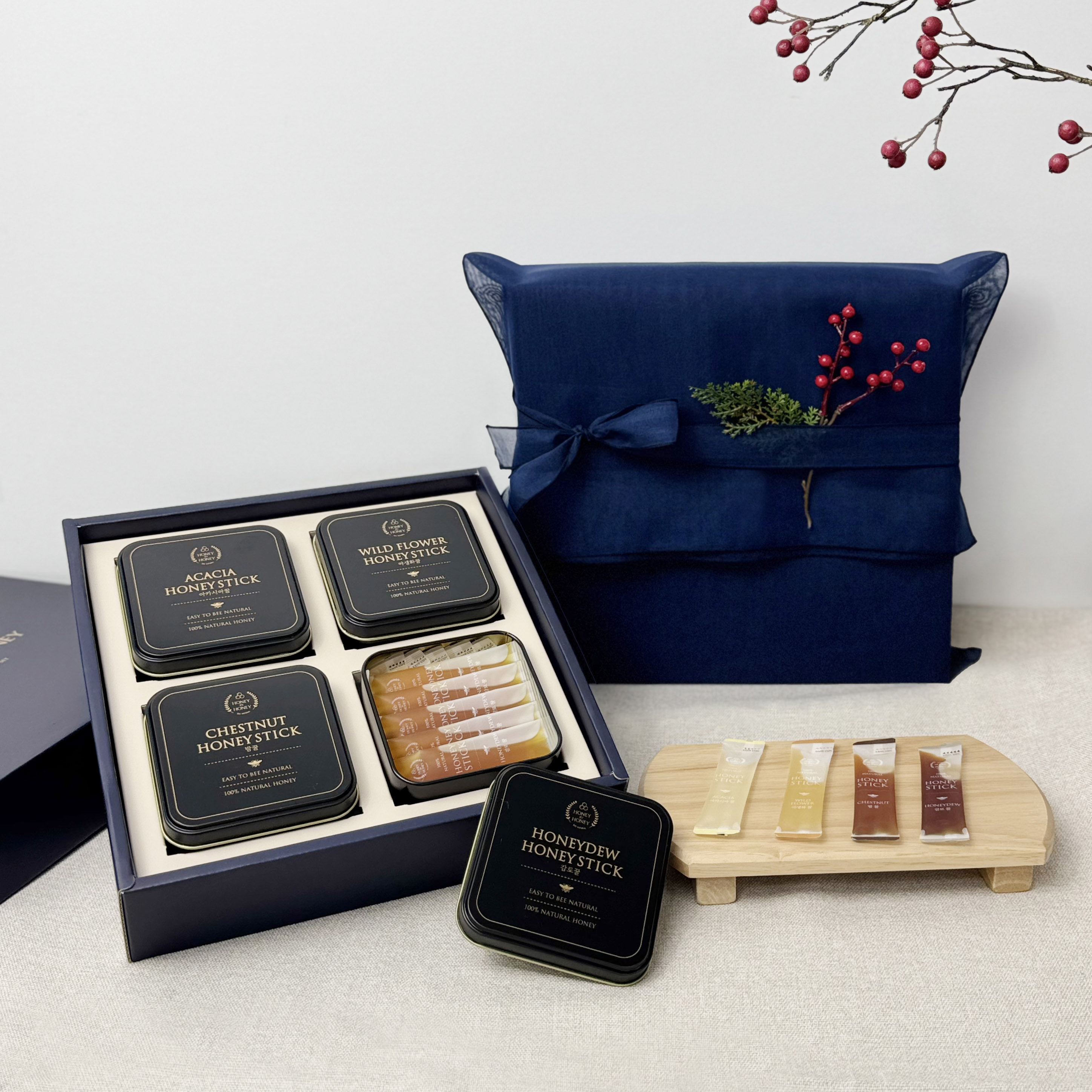 허니바이허니 국산 벌꿀 스틱 부모님 교수님 선물 세트 60포입 아카시아 야생화 밤