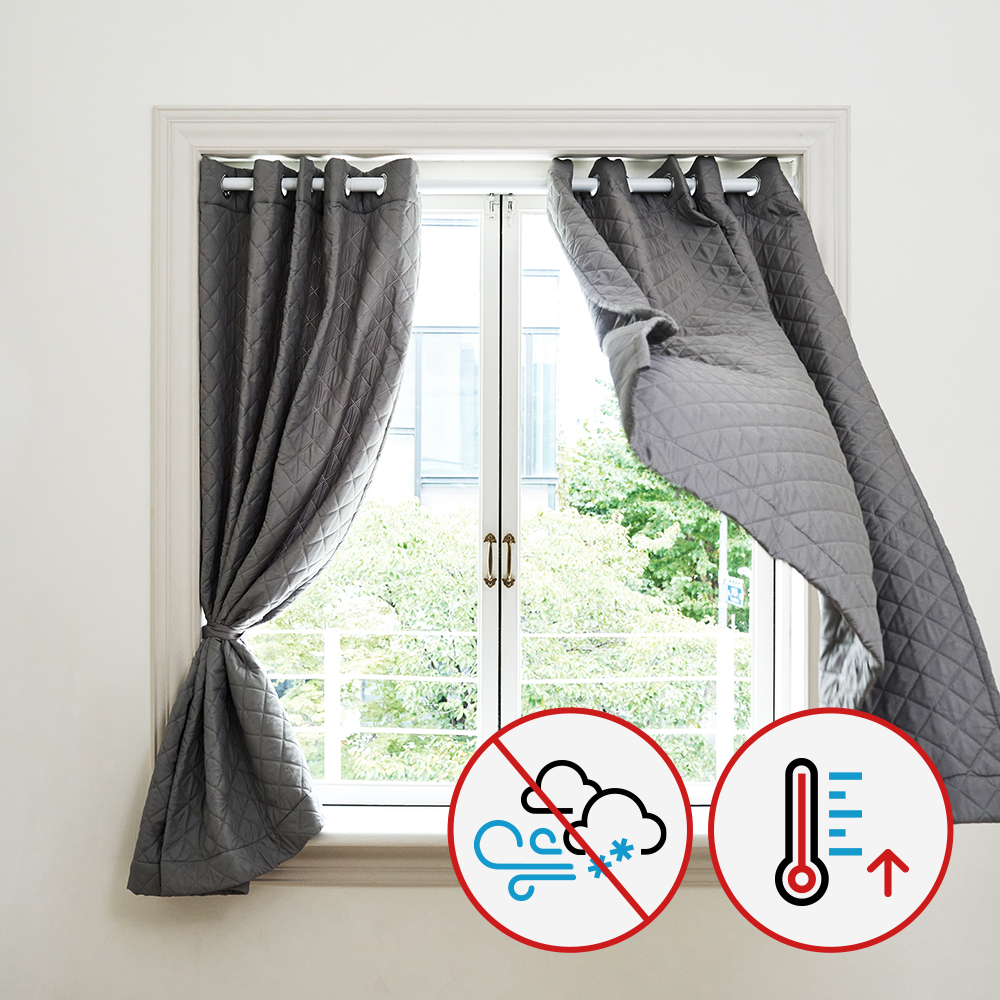 따숨 패딩 방한 커튼(2장)+압축봉 세트