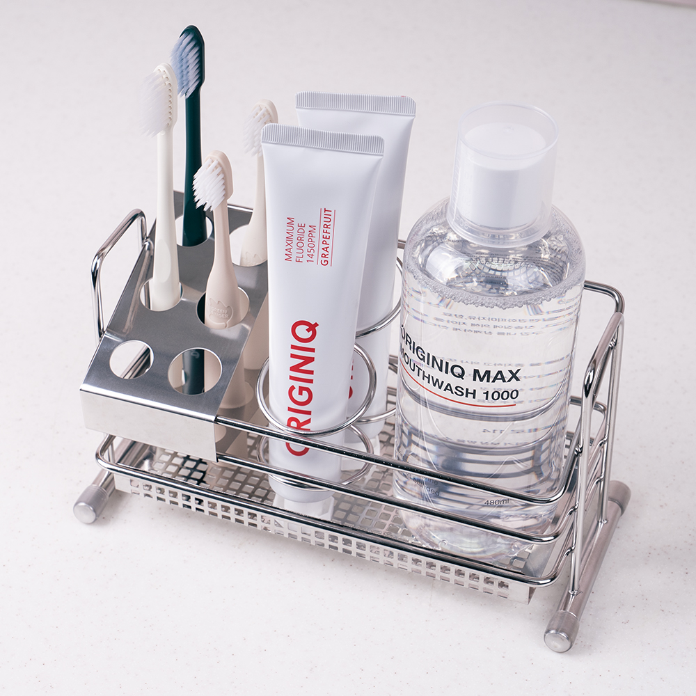 [본사직영] 오리지니크 스텐 압연 바스캐디 칫솔 꽂이 면도기 치약 거치대