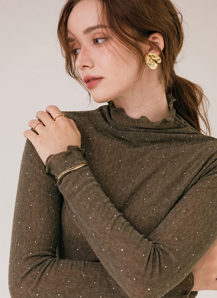 포인트 가을이너 비즈 목폴라 티셔츠 4color - 상세 이미지 5
