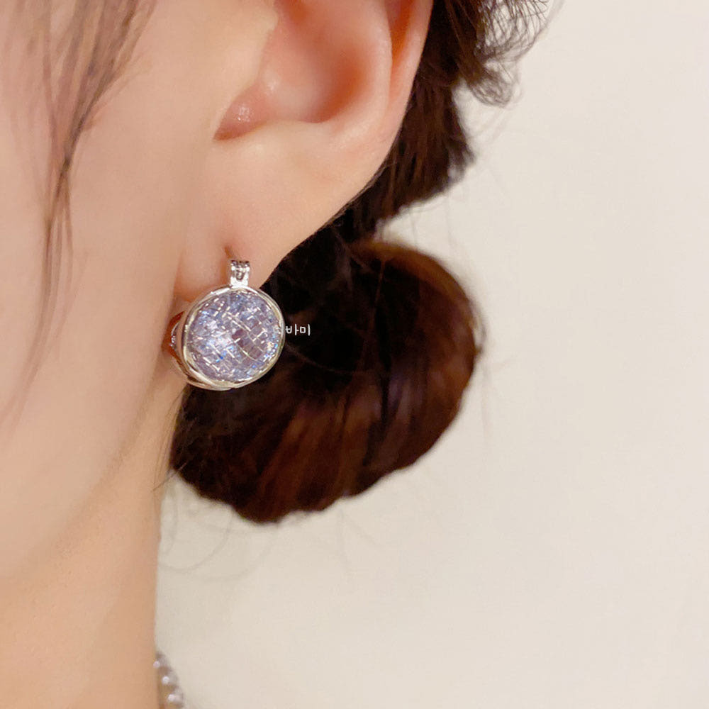 14K 써클 드롭 양면 귀걸이 무알러지 화사한 큐빅 고급 이어링 이미지 7