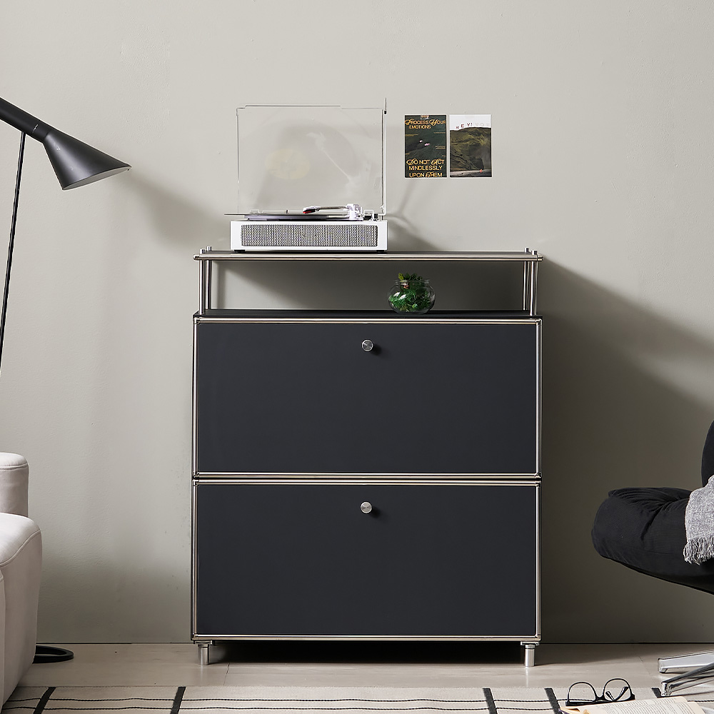 플로이 모듈가구 미드센츄리 선반 수납 서랍장 800x400x940, 2단, 화이트 MWF359C