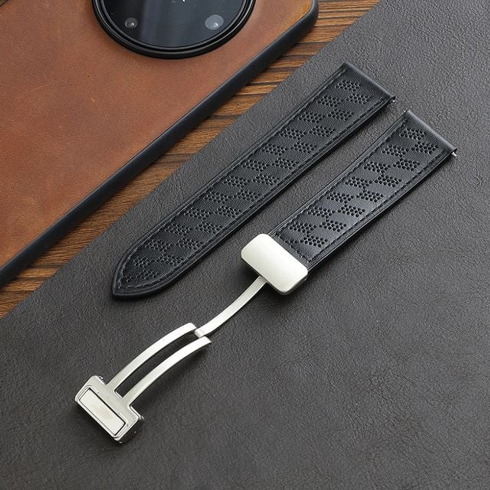 갤럭시워치7 40mm 44mm 마그네틱 버클 가죽밴드 스트랩 시계줄 - 상세 이미지 4