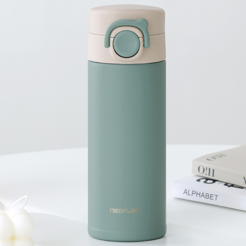 네오플램 보온병 보냉병 원터치 유치원 초등학생 어린이집 텀블러 350ml, 그린