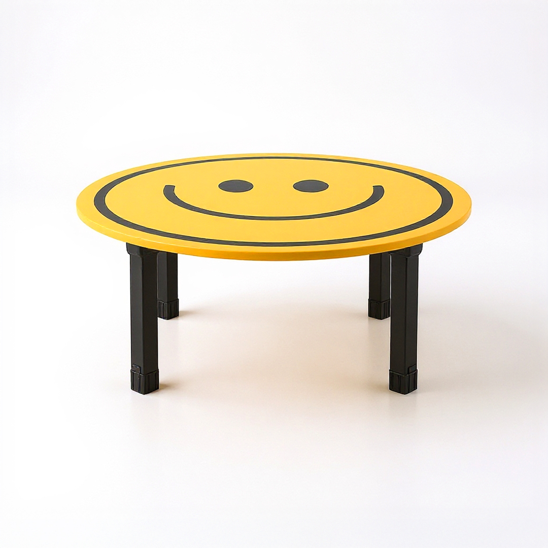 HOMATO 좌식테이블 라운드 D80 옐로우스마일 3848.0519