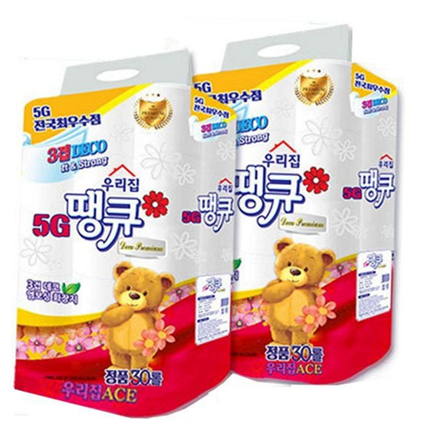 도톰한 화장실용 화장지 부드러운 3겹 화장지 두루마리 대용량 먼지없는 가정용 - 메인 이미지
