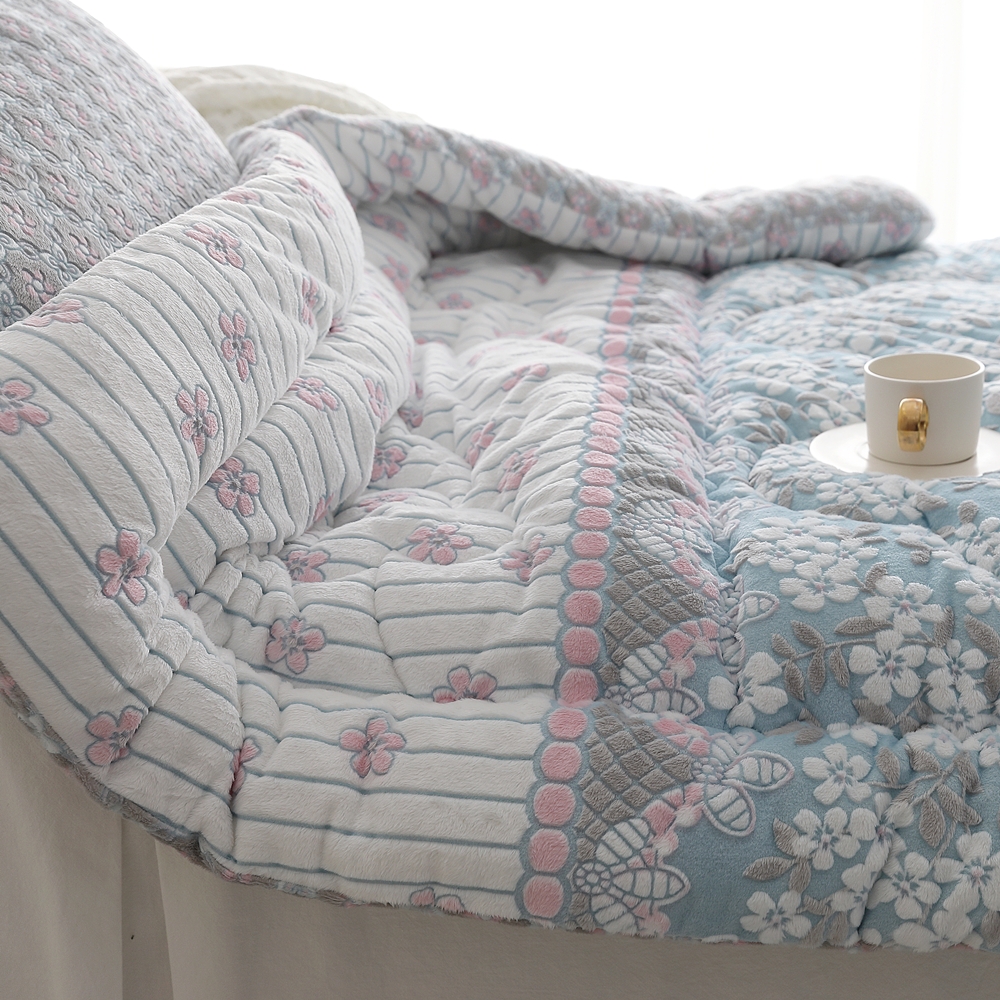 나라데코 플라워 5mm 착번 극세사이불 두꺼운 겨울 차렵 이불 SS