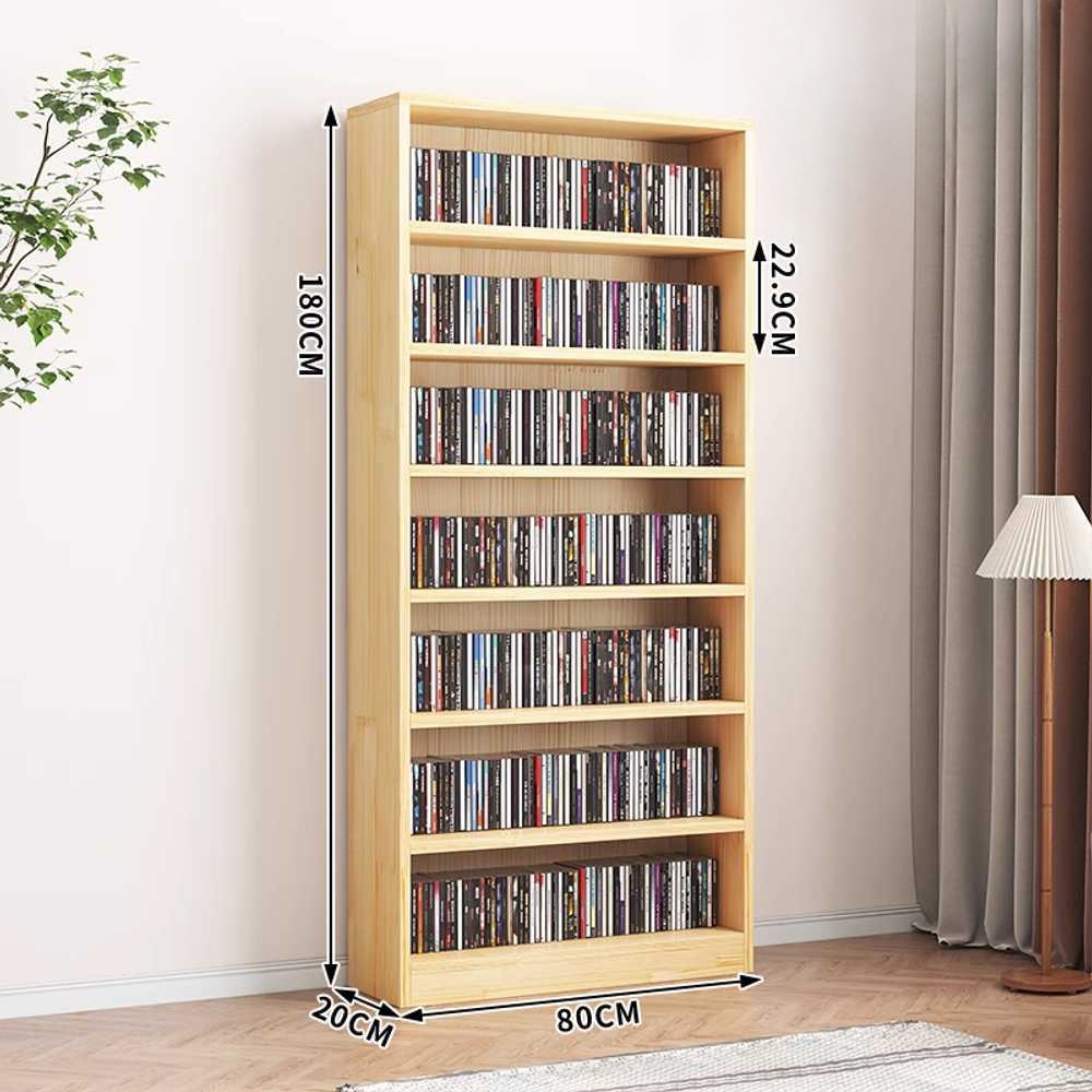 슬림 DVD 선반 다층 수납 거실용 인테리어 정리장 원목 + 180x60x20cm(7단) - 상세 이미지 4