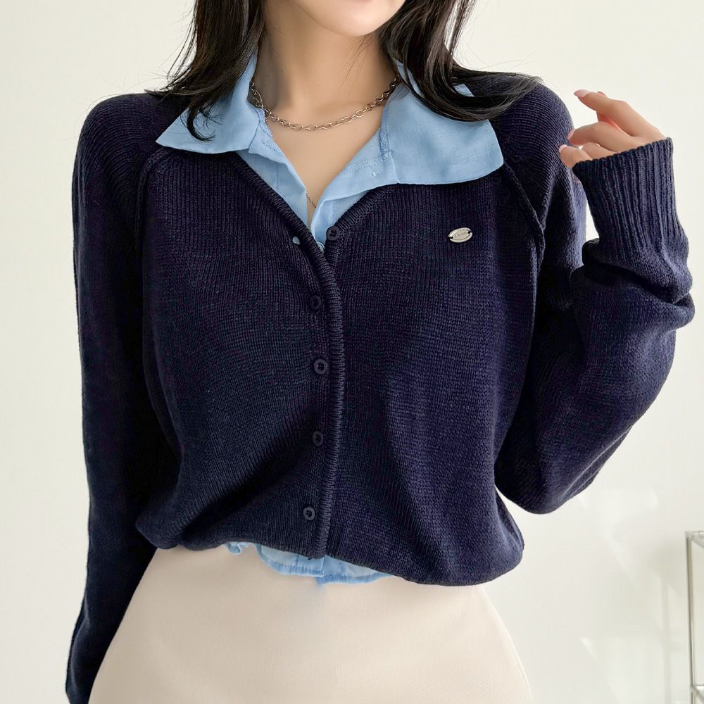 베니술 니트가디건 브이넥 단추 팬던트 AA0832 - 상품 이미지