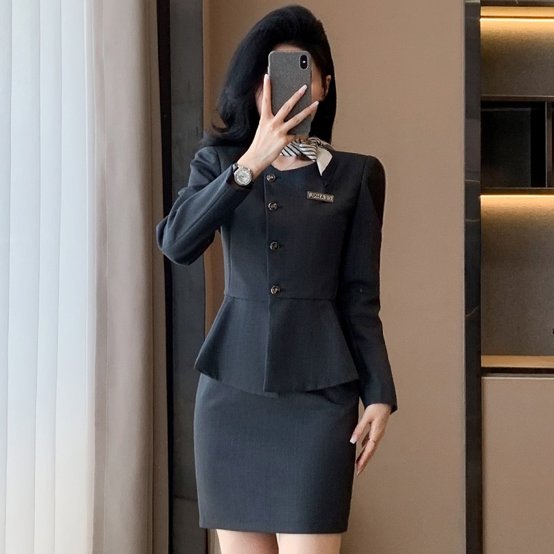 병원 상담실장 유니폼 블랙 여름 피부과 데스크 사무복 근무복 여성 간호복 옷 피부관리사 - 상세 이미지 5