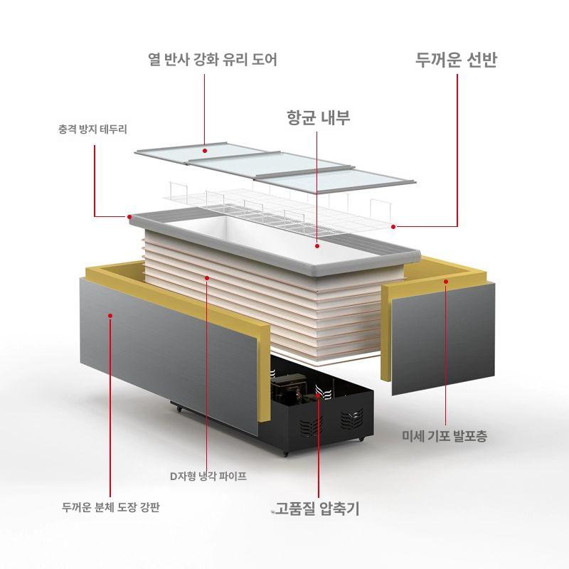 냉동 평대 쇼케이스 마트 정육 수산물 진열용 업소용 냉동고 - 상세 이미지 5