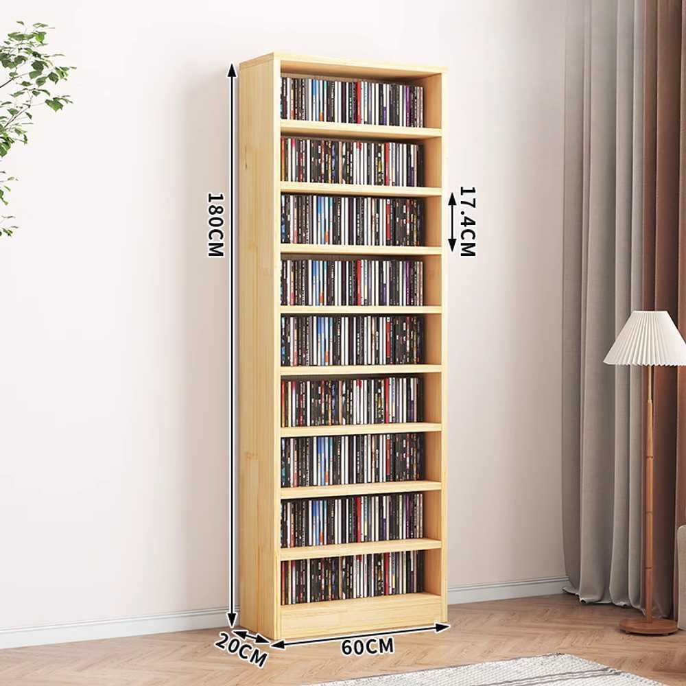 슬림 DVD 선반 다층 수납 거실용 인테리어 정리장 원목 + 180x60x20cm(7단) - 상세 이미지 2
