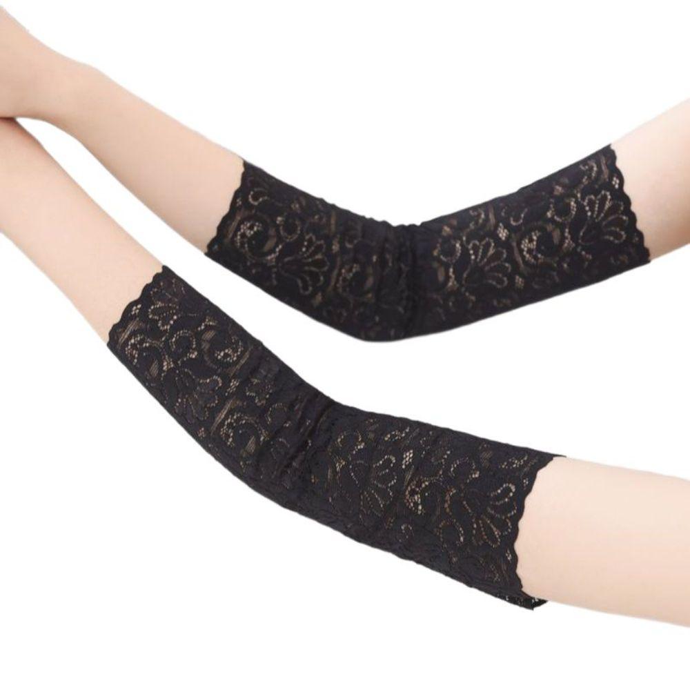 레이스 팔토시 운전 자외선차단 토시 여성 21cm 블랙 팔꿈치 보호대 - 상품 이미지