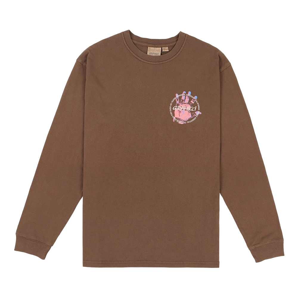 그라미치 Climbers Hand 롱슬리브 티셔츠 G4FU-T105 PIGMENT BROWN - 메인 이미지
