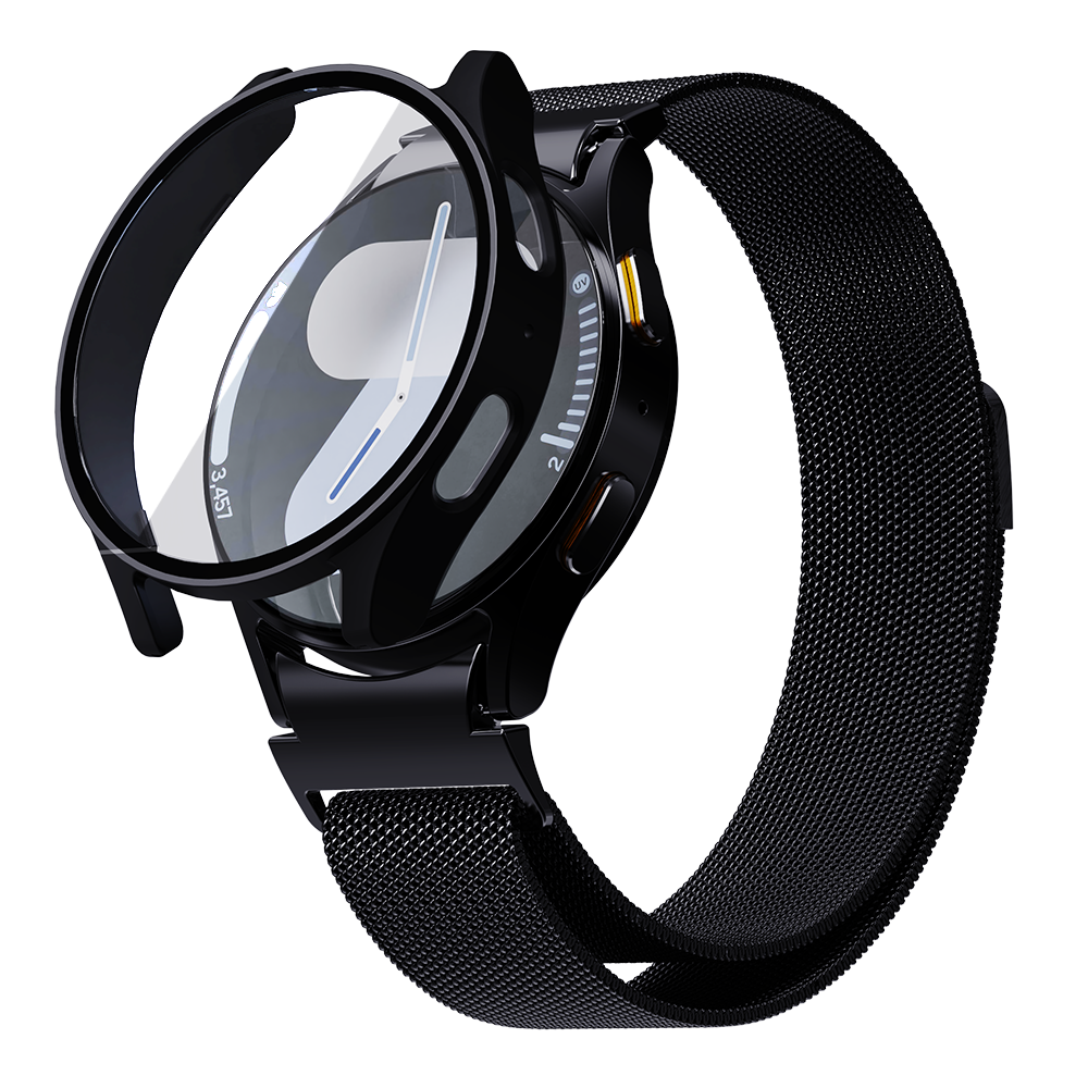 갤럭시워치7 메탈 스트랩 밀레니즈 + 풀커버 케이스 SET 갤럭시워치7, 44mm, 실버 이미지 2