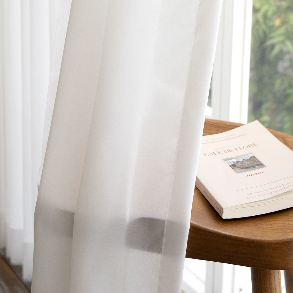 아라크네 차르르 쉬폰 속커튼 거실 안방 나비주름 형상기억 화이트 니오 50x170