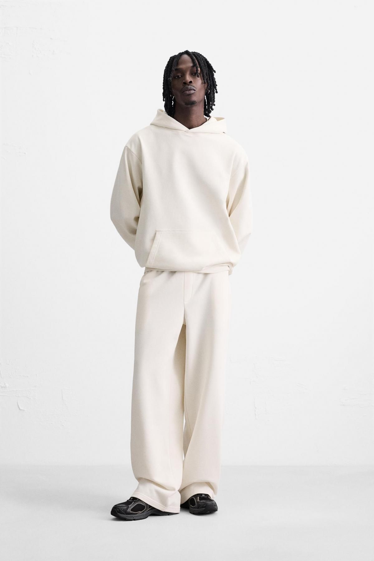 자라 코튼 오버핏 와이드 조거 팬츠 0761/440 OYSTER-WHITE - 상세 이미지 2