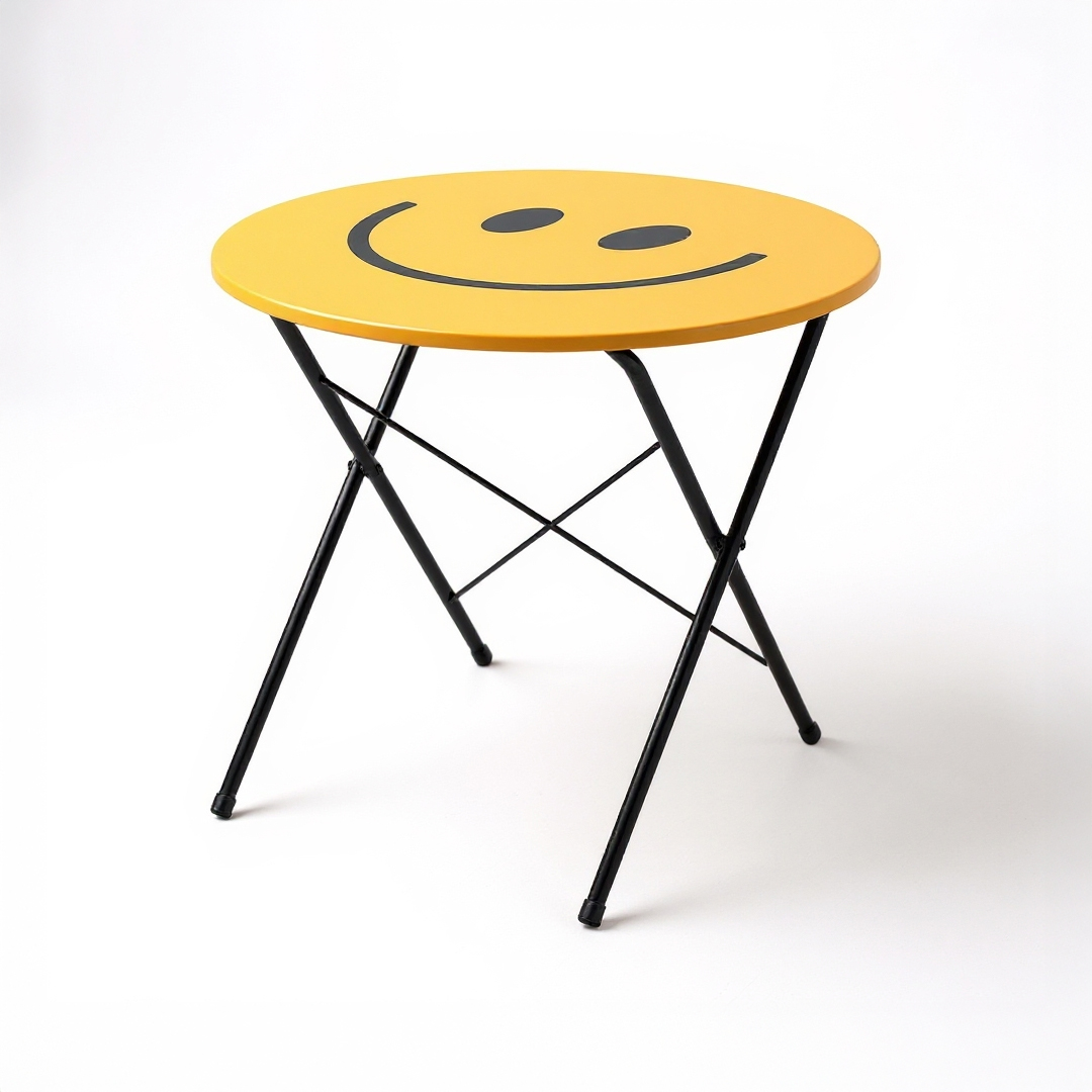 HOMATO 접이식테이블 라운드 D80 옐로우스마일 1548.0934