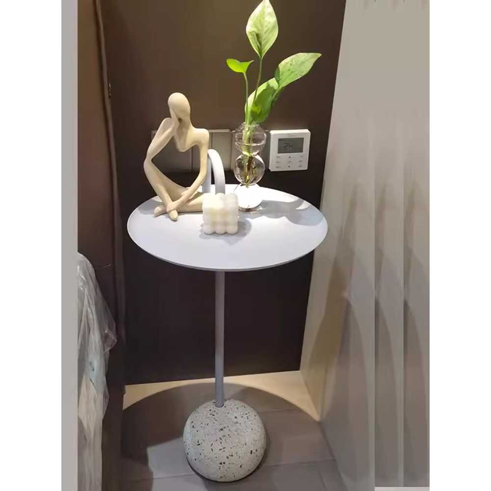 침대 사이드 협탁 미니탁자 카페 가구 원형 모던 간이 검정색 - 상세 이미지 5