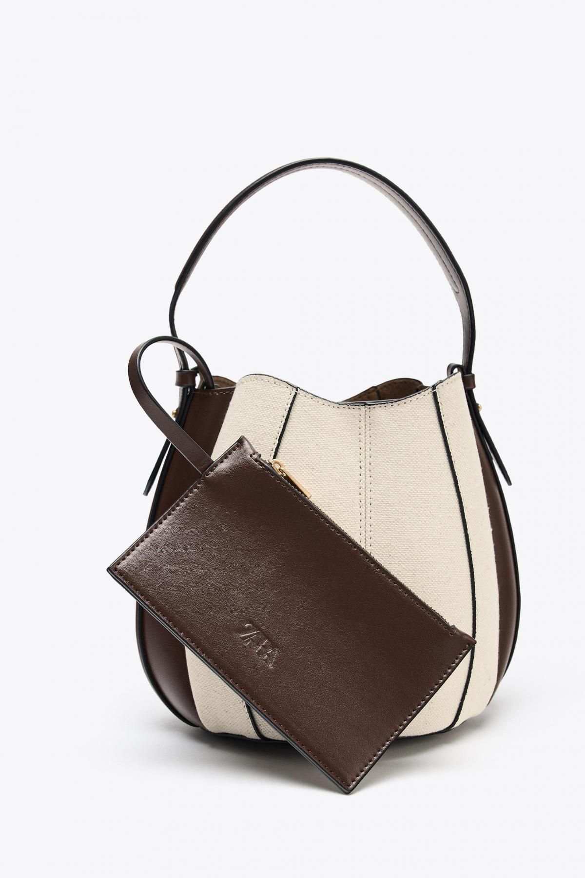 자라 투톤 미니멀 스티치 베이직 버킷백 6201/610 LIGHT BEIGE - 상세 이미지 4